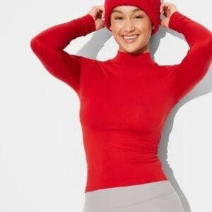 NWT Wild Fable Game Day Long Sleeve Mockneck Turtleneck Top in Red